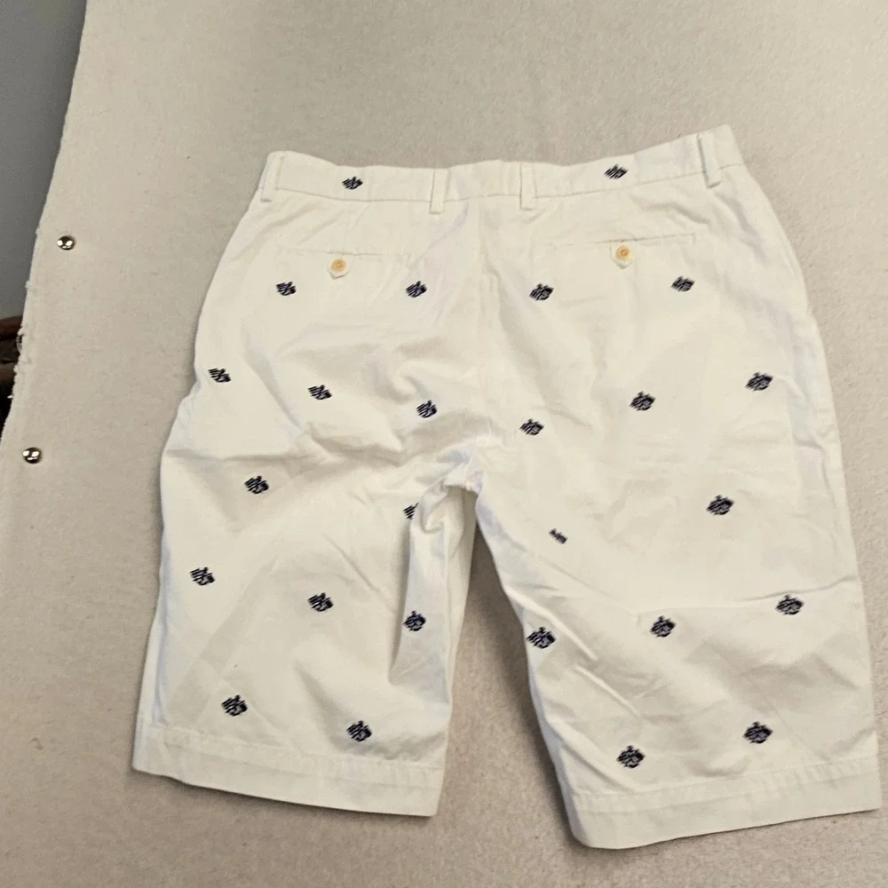 Polo Ralph Lauren Mens 36 White Embroidered Anchor Flag Chino Shorts Preppy